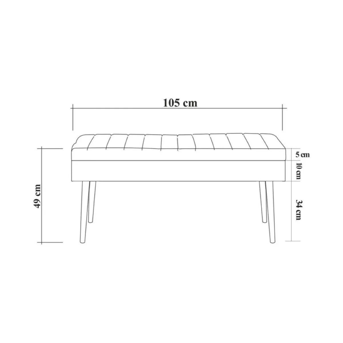 Panche|Salotto > Dmora Panca Marrone Noce Nero Antracite Peso Supportato 130 kg Colore Struttura Nero 105x40x49h cm, Altezza Seduta 40 cm - Falcon Nero Antracite, Marrone Noce