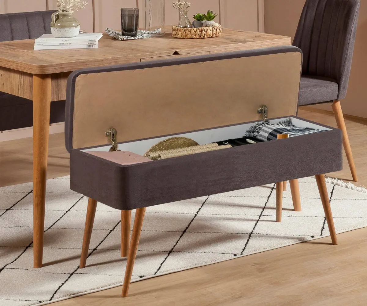 Panche|Salotto > Dmora Panca Marrone Noce Nero Antracite Peso Supportato 130 kg Colore Struttura Nero 105x40x49h cm, Altezza Seduta 40 cm - Falcon Nero Antracite, Marrone Noce