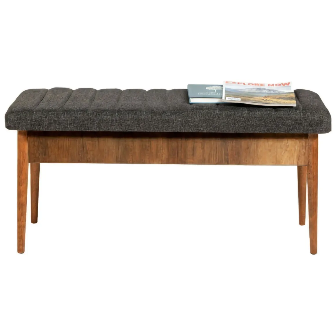 Panche|Salotto > Dmora Panca Marrone Noce Nero Antracite Peso Supportato 150 kg Colore Struttura Nero 105x40x85h cm, Altezza Seduta 40 cm - Barthelemy Nero Antracite, Marrone Noce