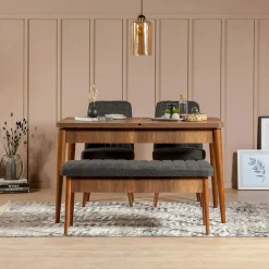 Panche|Salotto > Dmora Panca Marrone Noce Nero Antracite Peso Supportato 150 kg Colore Struttura Nero 105x40x85h cm, Altezza Seduta 40 cm - Barthelemy Nero Antracite, Marrone Noce