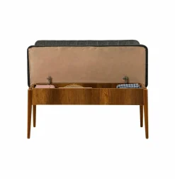 Panca Marrone Noce Nero Antracite Peso Supportato 150 kg Colore Struttura Nero 110x40x85h cm, Altezza Seduta 48 cm - Salento