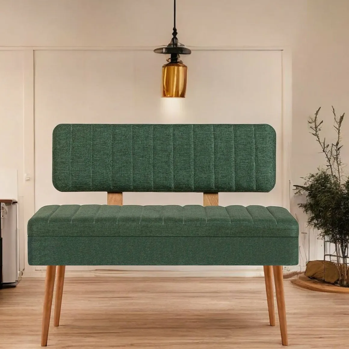 Panche > Dmora Panca Marrone Quercia Verde Peso Supportato 150 kg Colore Struttura Verde 110x40x85h cm, Altezza Seduta 48 cm - Salento Verde, Marrone Quercia