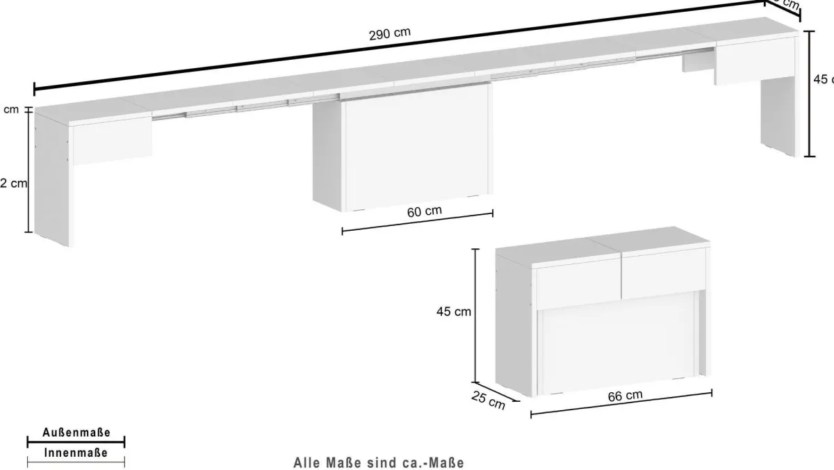 Panche > Dmora Panca olmo estensibile 290x25x45h cm - Yutu Marrone Olmo