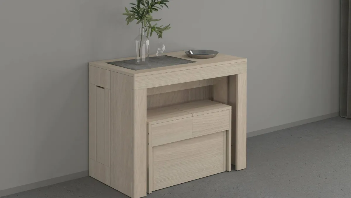 Panche > Dmora Panca olmo estensibile 290x25x45h cm - Yutu Marrone Olmo