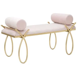 Panca oro Rosa con 2 Cuscini Materiale Struttura in Tessuto 113x49x53h cm, Colore Seduta Rosa - Ennist