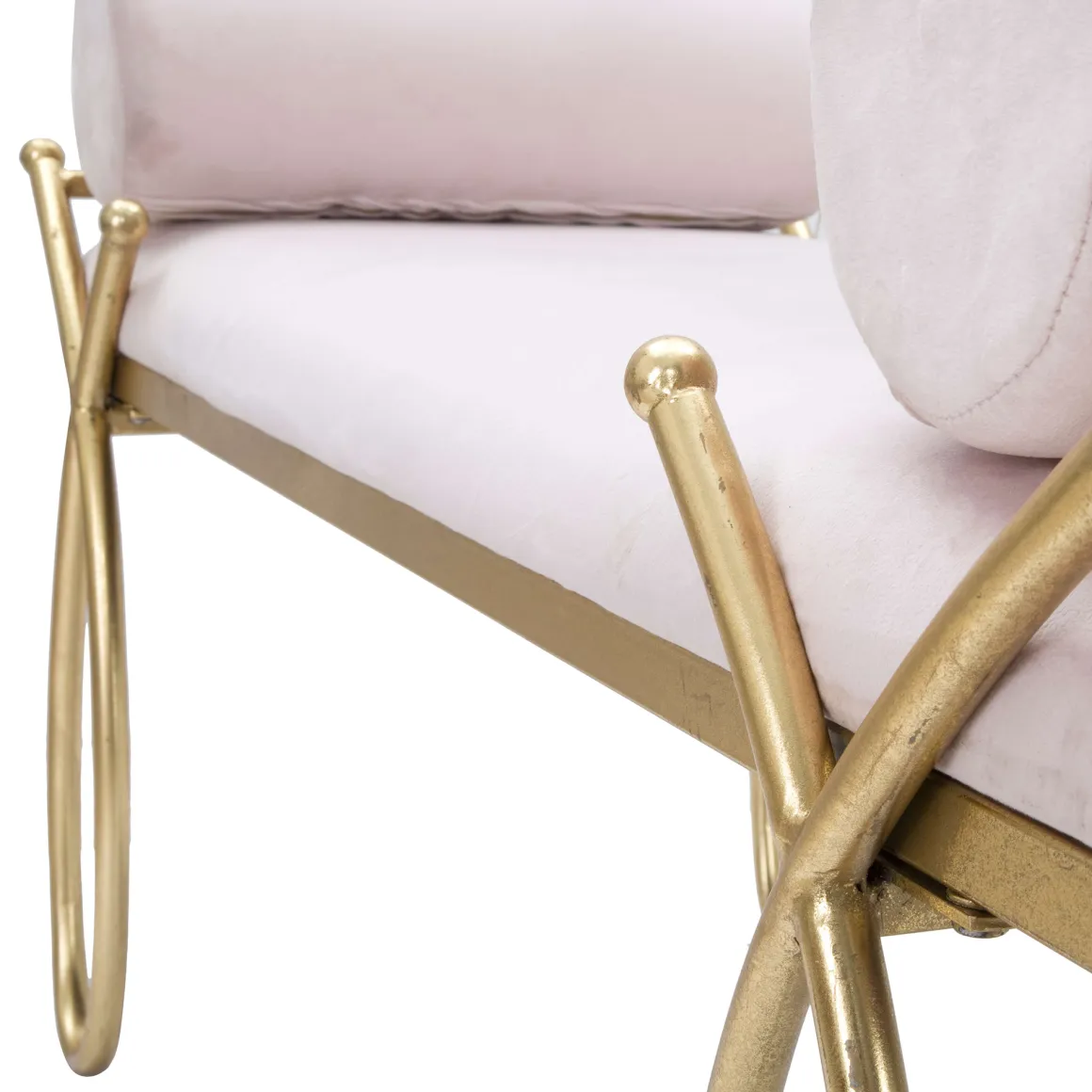 Panca oro Rosa con 2 Cuscini Materiale Struttura in Tessuto 113x49x53h cm, Colore Seduta Rosa - Ennist
