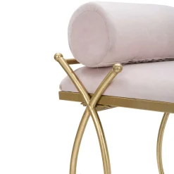 Panca oro Rosa con 2 Cuscini Materiale Struttura in Tessuto 113x49x53h cm, Colore Seduta Rosa - Ennist
