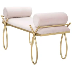 Panca oro Rosa con 2 Cuscini Materiale Struttura in Tessuto 113x49x53h cm, Colore Seduta Rosa - Ennist