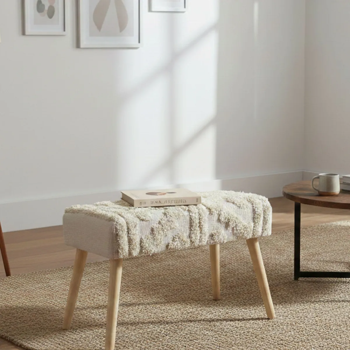 Panche > Dmora Panca piccola bianca 66x34x42h cm - Art Bianco