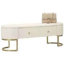 Panca shabby bianca e oro 120x40x43h cm - Golfo
