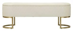 Panca shabby bianca e oro 120x40x43h cm - Golfo