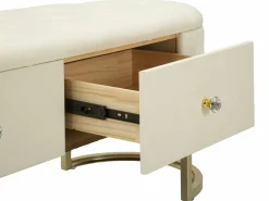 Panca shabby bianca e oro 120x40x43h cm - Golfo