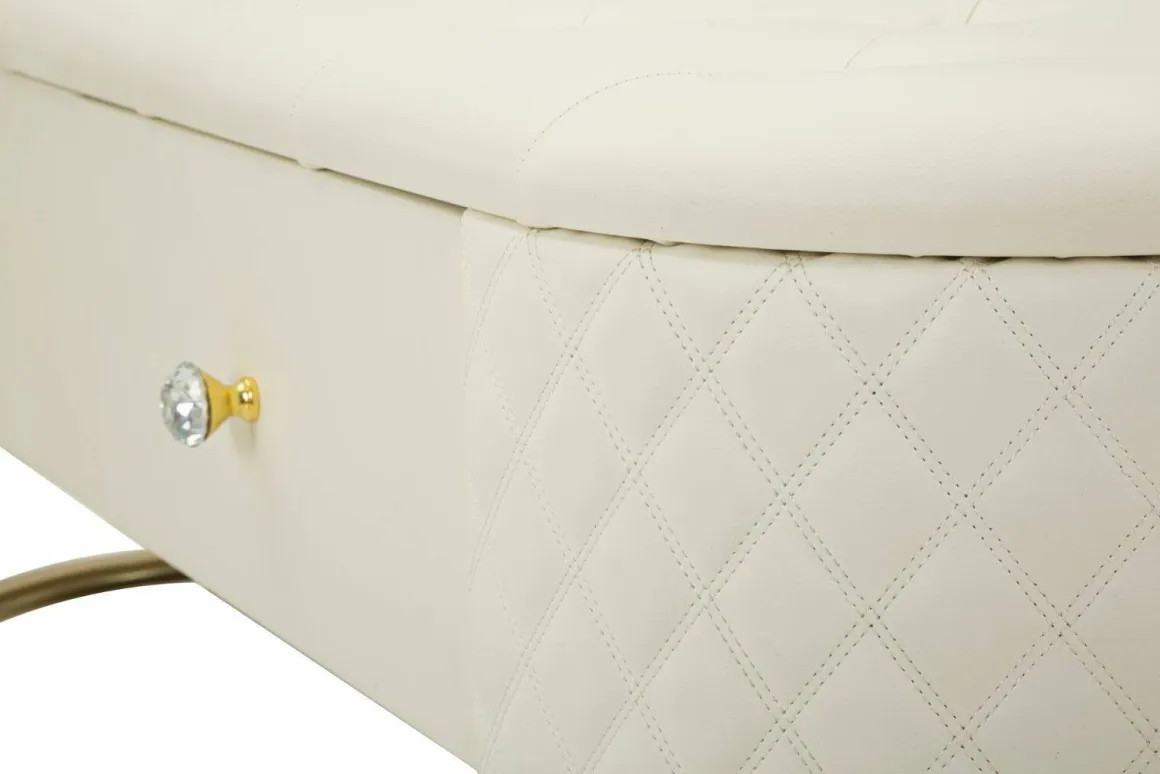 Panca shabby bianca e oro 120x40x43h cm - Golfo