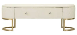 Panca shabby bianca e oro 120x40x43h cm - Golfo