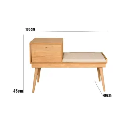 Panche|Outdoor > Dmora Panchetta decorativa quercia e crema 40x105x45h cm - Asolo Bianco Crema, Marrone Quercia