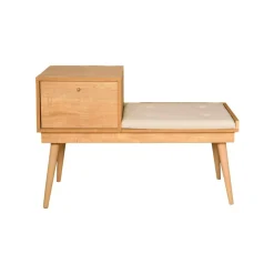 Panche|Outdoor > Dmora Panchetta decorativa quercia e crema 40x105x45h cm - Asolo Bianco Crema, Marrone Quercia