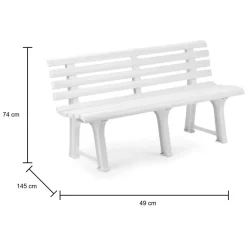 Panchine|Outdoor > Dmora Panchina da esterno Artur, 145x49h74 cm, Bianco