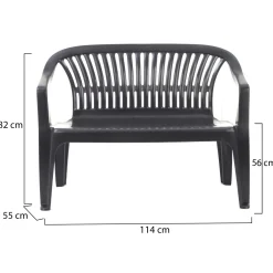 Panchine > Dmora Panchina da Esterno 2 Posti Impilabile 114x55x82h cm, Braccioli Made in Italy - Asmi Nero Antracite