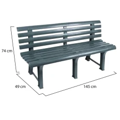 Panchine > Dmora Panchina da Esterno 3 Posti Schienale Listelli 49x145x74h cm, Finitura Superficie Effetto Liscio - Artur Verde