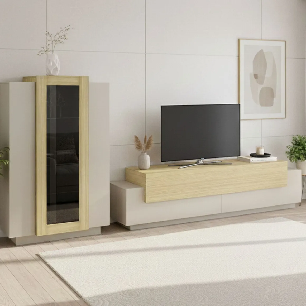 Pareti Attrezzate > Dmora Parete Attrezzata Beige Modulabile 2 Ripiani, Apertura Battente - Gava Beige Cashmere