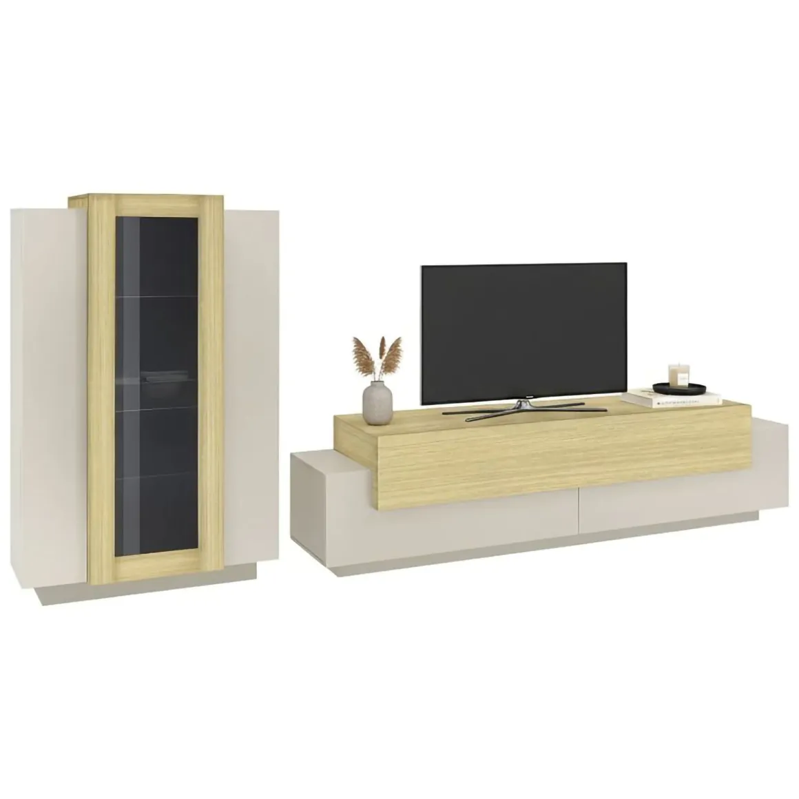 Pareti Attrezzate > Dmora Parete Attrezzata Beige Modulabile 2 Ripiani, Apertura Battente - Gava Beige Cashmere