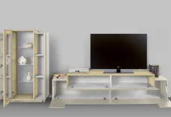 Pareti Attrezzate > Dmora Parete Attrezzata Beige Modulabile 2 Ripiani, Apertura Battente - Gava Beige Cashmere