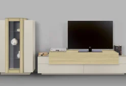 Parete Attrezzata Beige Modulabile 10 Ripiani 280x45x120.5h cm, Apertura a Ribalta, Battente - Lazzate