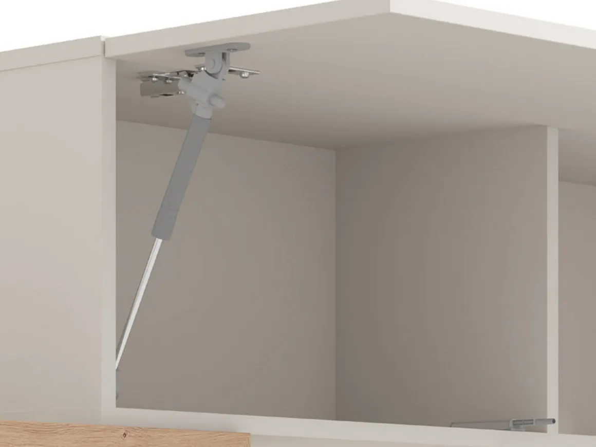 Parete Attrezzata Bianco Crema Marrone Rovere Nodi 6 Ripiani Modulabile 237.5x41.5x160.5h cm, 9 Vani - Tiana