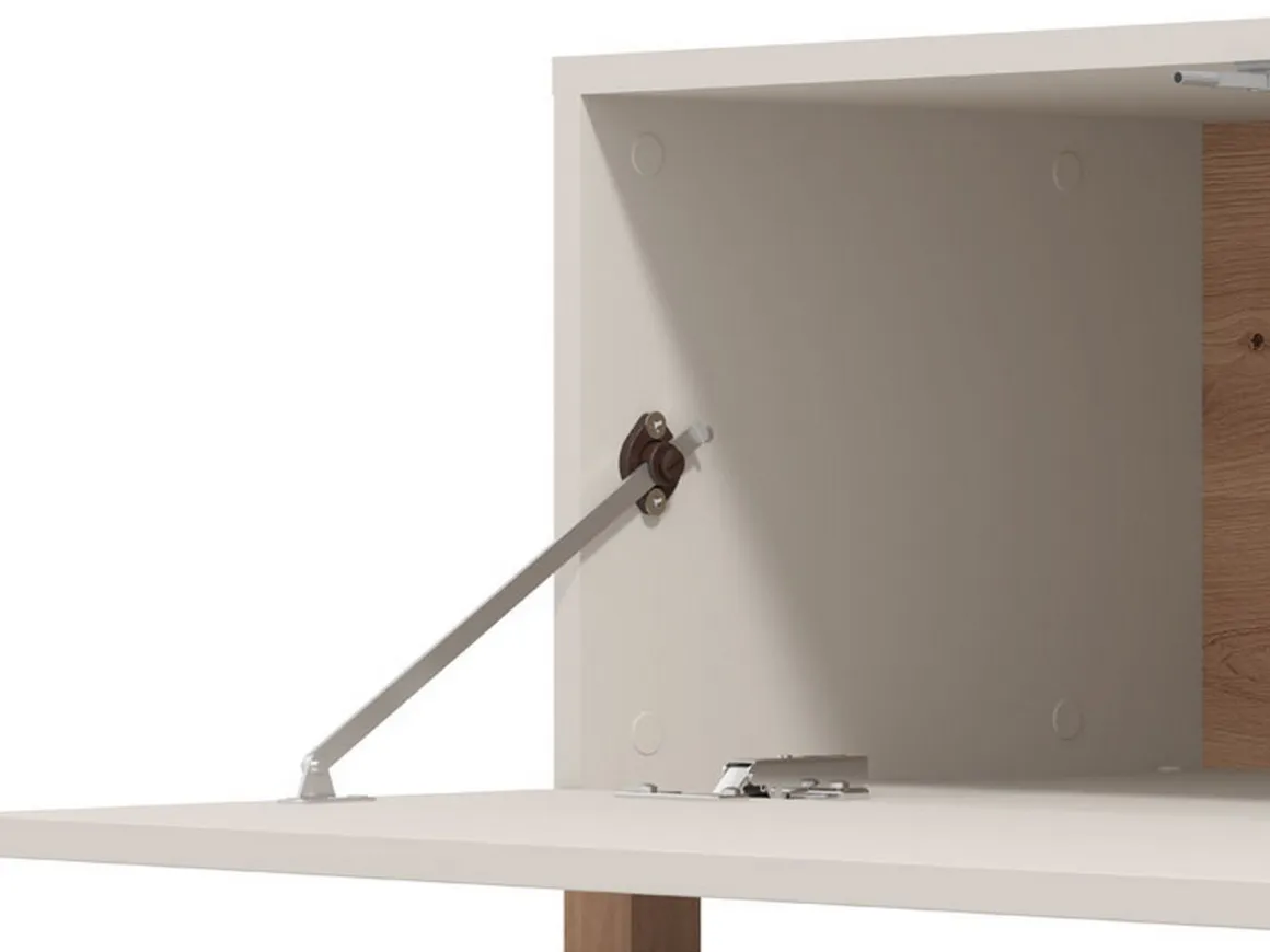 Parete Attrezzata Bianco Crema Marrone Rovere Nodi 6 Ripiani Modulabile 237.5x41.5x160.5h cm, 9 Vani - Tiana