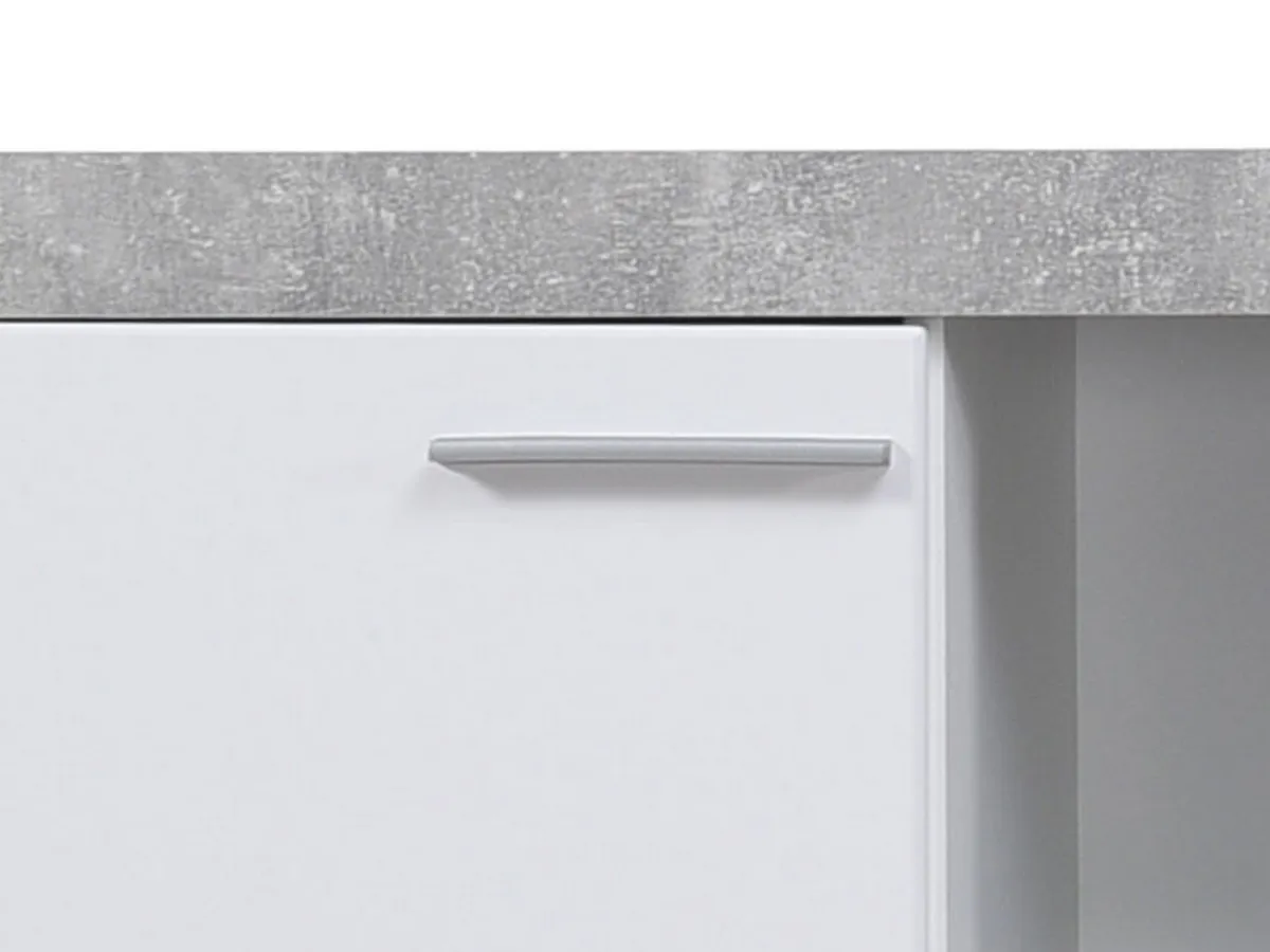 Pareti Attrezzate > Dmora Parete Attrezzata Bianco Grigio Cemento 10 Ripiani 3 Ante 266.5x41.5x186h cm, Ripiani in Vetro - Dongo Grigio, Bianco Cemento