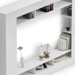 Parete Attrezzata Bianco Lucido 7 Ripiani Cassetti 216x30.4x158.6h cm, - Sadali