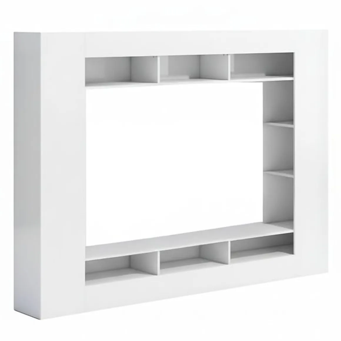 Parete Attrezzata Bianco Lucido 7 Ripiani Cassetti 216x30.4x158.6h cm, - Sadali