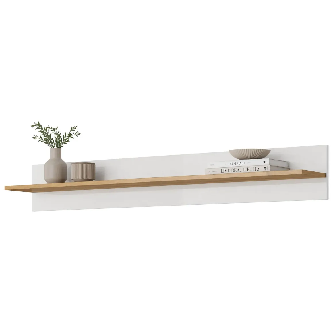 Parete Attrezzata Bianco Lucido Marrone Rovere Modulabile 8 Ripiani, 11 Vani - Kanazala