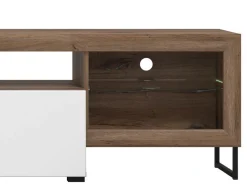 Parete Attrezzata Bianco Marrone Noce Modulabile 10 Ripiani 263x40x162.5h cm, 3 Ante - Dueville