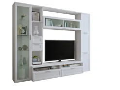 Parete Attrezzata Bianco Modulabile 4 Cassetti, 8 Ripiani - Carenno