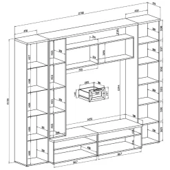 Parete Attrezzata Bianco Modulabile 4 Cassetti, 8 Ripiani - Carenno