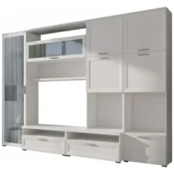 Parete Attrezzata Bianco Modulabile 5 Ripiani, 10 Ante - Cicala