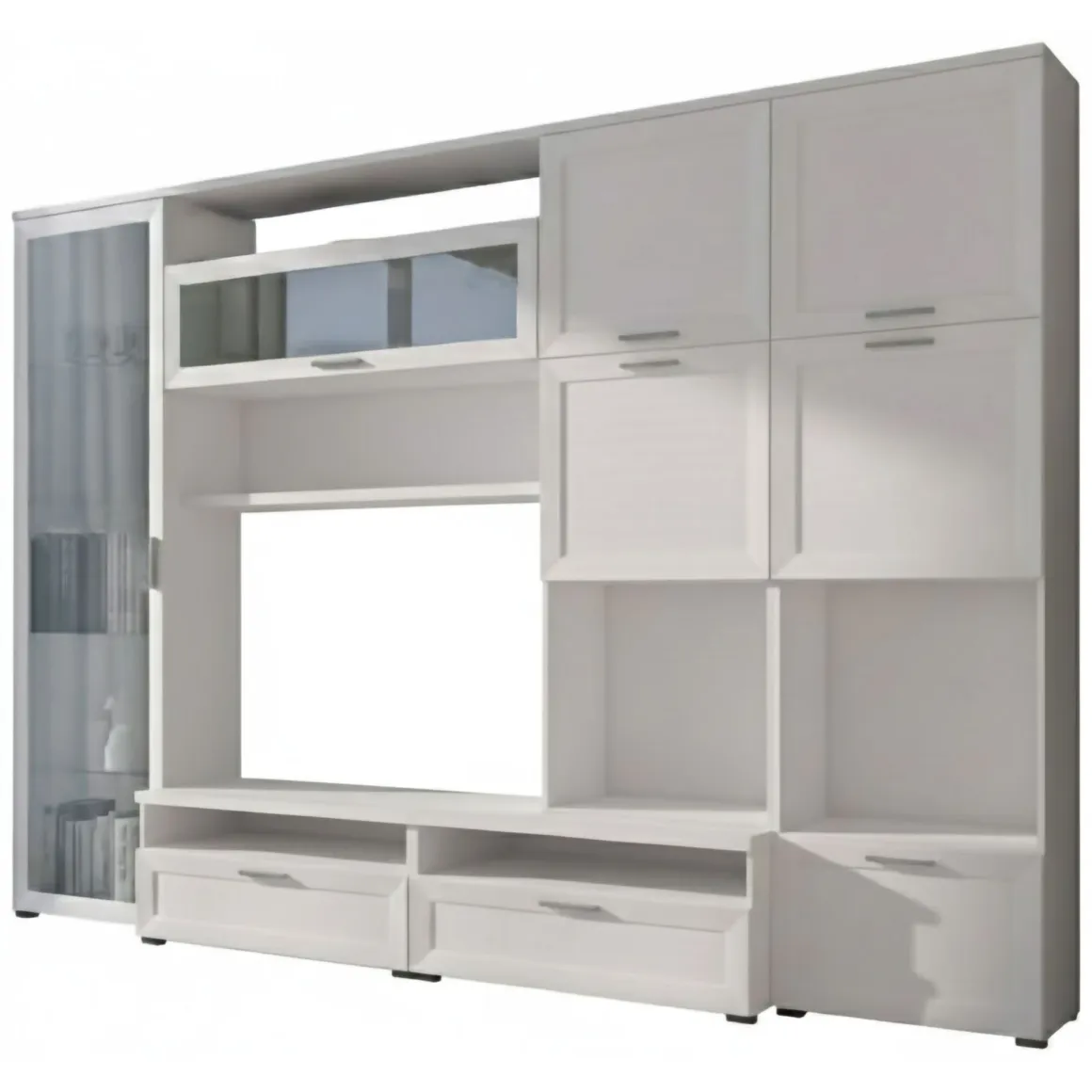 Parete Attrezzata Bianco Modulabile 5 Ripiani, 10 Ante - Cicala