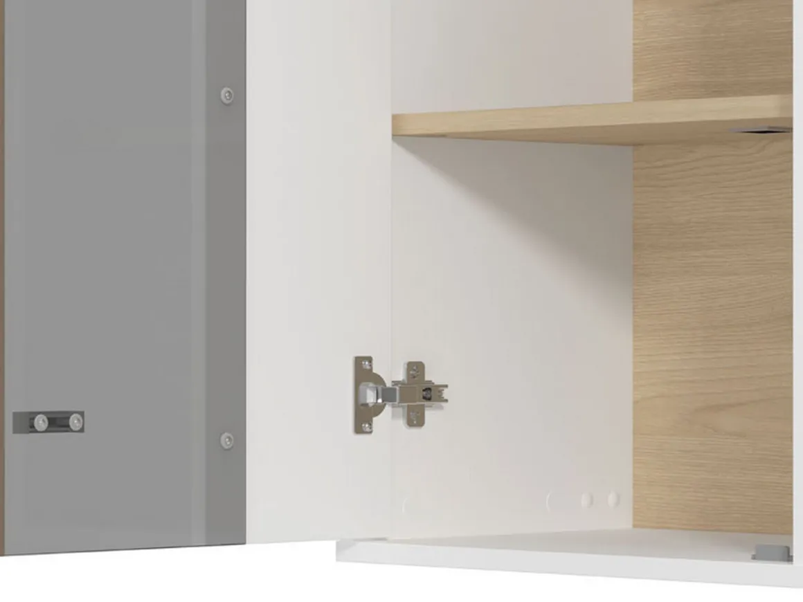 Parete Attrezzata Bianco Opaco Marrone Rovere Modulabile 7 Ripiani 260x40x183h cm, 10 Vani - Albese