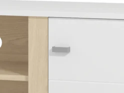 Parete Attrezzata Bianco Opaco Marrone Rovere Modulabile 7 Ripiani 260x40x183h cm, 10 Vani - Albese