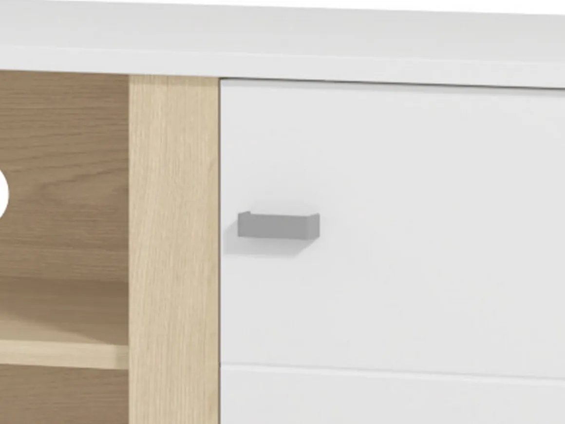 Parete Attrezzata Bianco Opaco Marrone Rovere Modulabile 7 Ripiani 260x40x183h cm, 10 Vani - Albese
