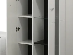 Parete Attrezzata Bianco Opaco Nero Modulabile 7 Ripiani 264x41.5x182h cm, 4 Ante - Ozzero