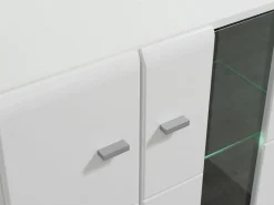 Parete Attrezzata Bianco Opaco Nero Modulabile 7 Ripiani 264x41.5x182h cm, 4 Ante - Ozzero