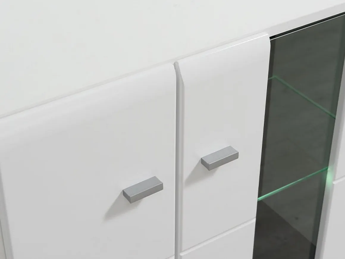 Parete Attrezzata Bianco Opaco Nero Modulabile 7 Ripiani 264x41.5x182h cm, 4 Ante - Ozzero