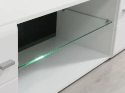 Parete Attrezzata Bianco Opaco Nero Modulabile 7 Ripiani 264x41.5x182h cm, 4 Ante - Ozzero
