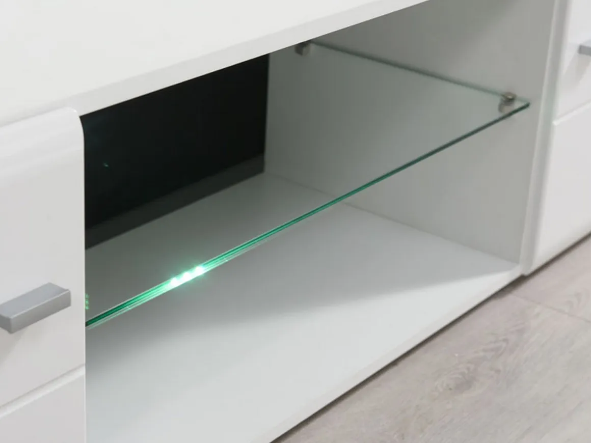 Parete Attrezzata Bianco Opaco Nero Modulabile 7 Ripiani 264x41.5x182h cm, 4 Ante - Ozzero