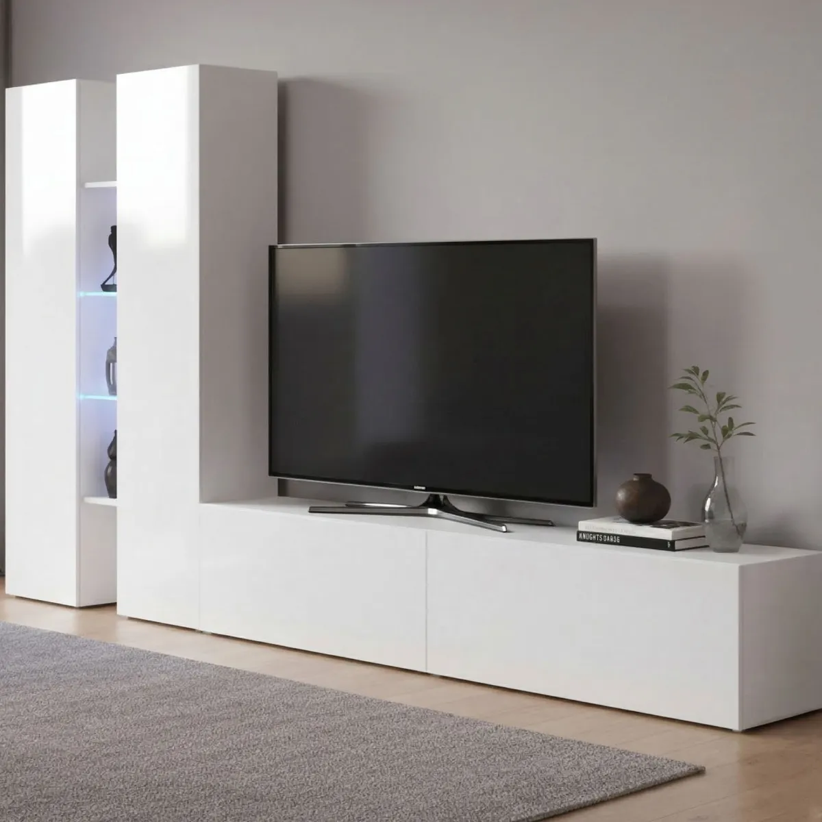 Pareti Attrezzate > Dmora Parete Attrezzata 12 Ripiani Modulabile 280x30x180h cm, 12 Vani - Grado Bianco