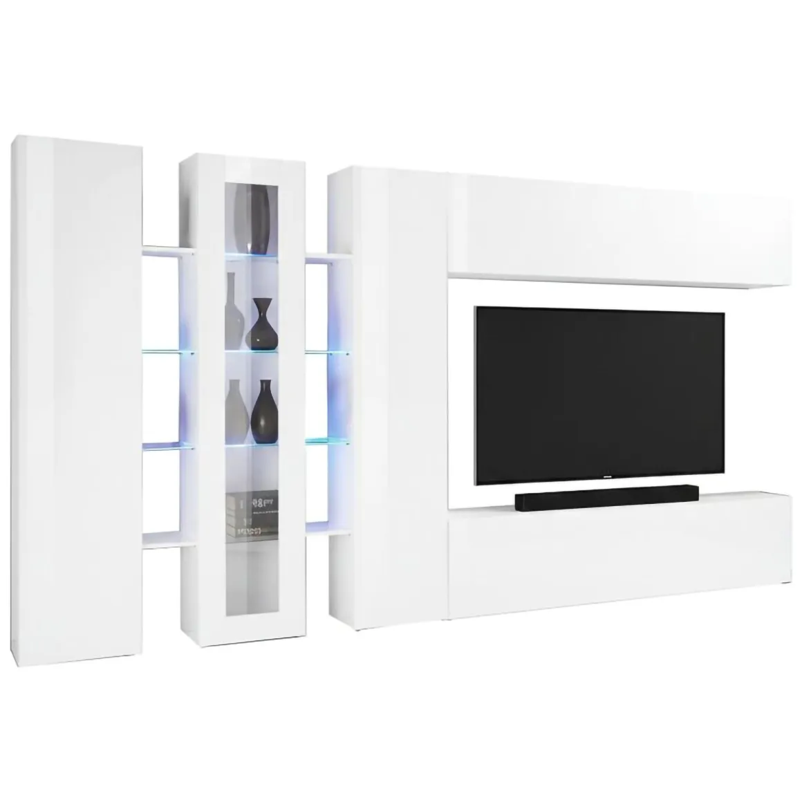 Parete Attrezzata Bianco 20 Ripiani Modulabile 320x30x180h cm, 19 Vani - Bellino
