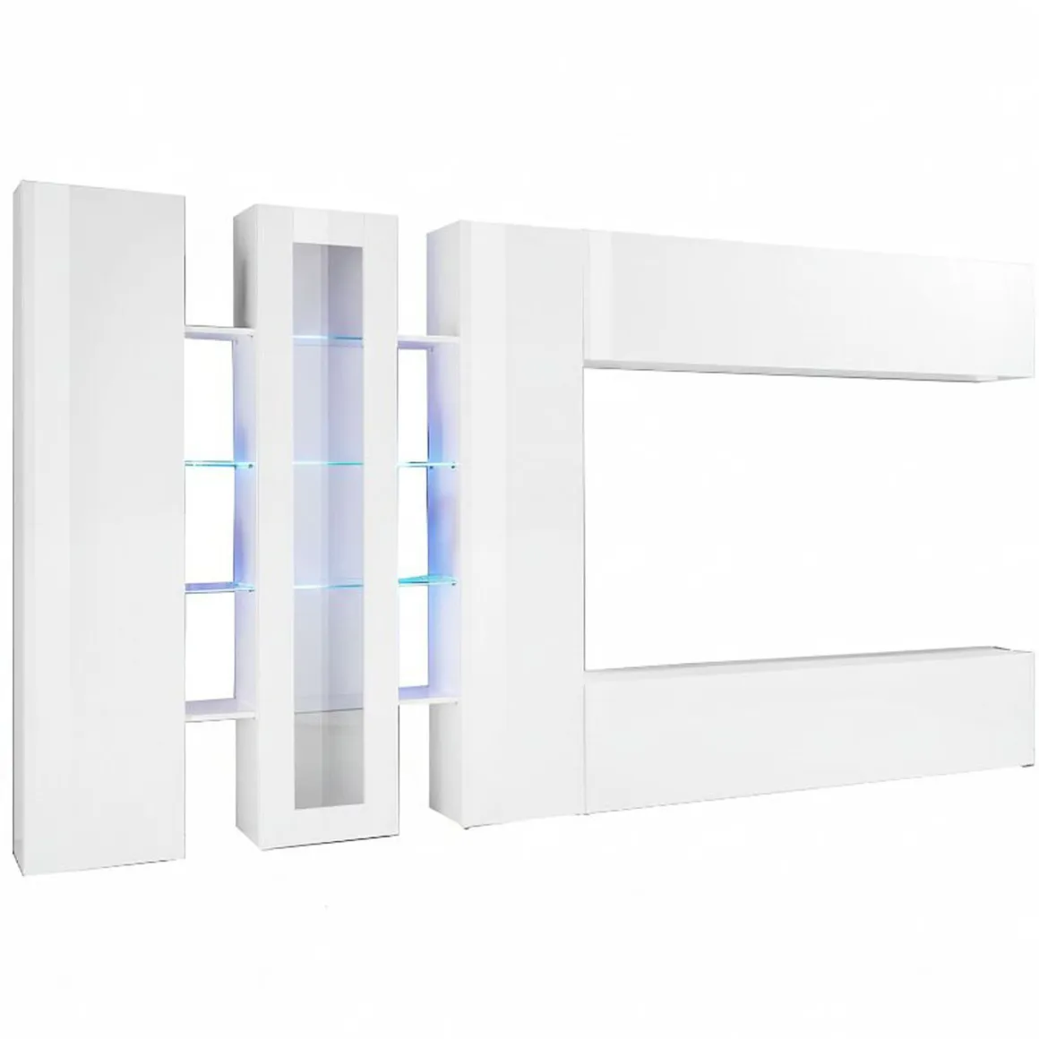 Parete Attrezzata Bianco 20 Ripiani Modulabile 320x30x180h cm, 19 Vani - Bellino