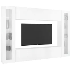 Parete Attrezzata Bianco 8 Ripiani Modulabile 260x30x180h cm, 12 Vani - Bellizzi